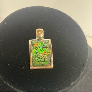 Kenneth Cole Faceted Green/Yellow/Black Rectangle Pendant